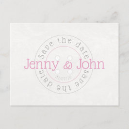 Save the Date rosa-weiße Nähtaste Postkarte