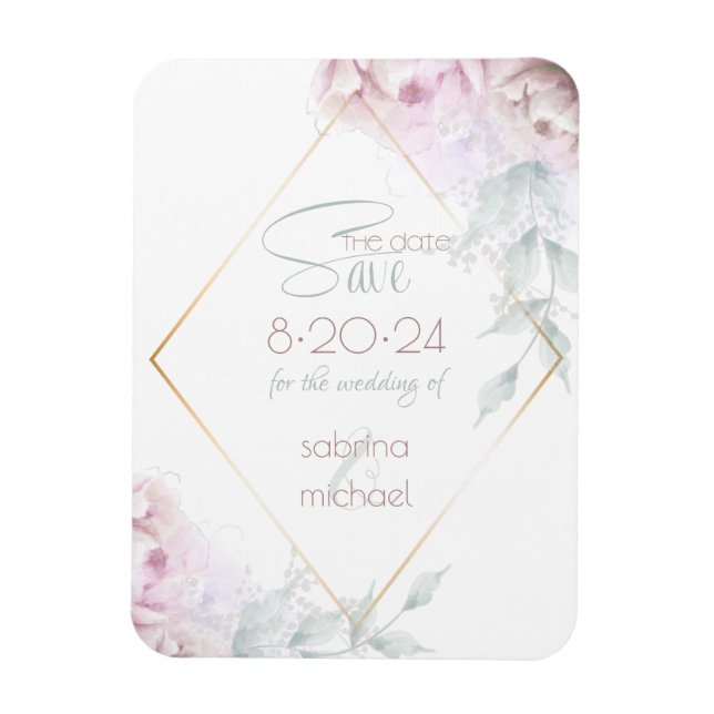 Save The Date | Rose Blush Cream Watercolor Peak Magnet (Vertikal)