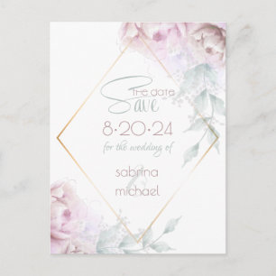Save The Date   Rose Blush Cream Watercolor Peak Postkarte