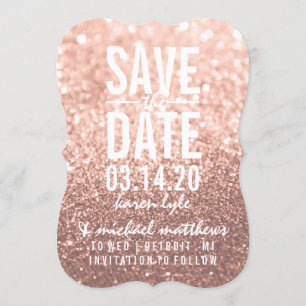 Save The Date Rose Gold Glitzer Fab