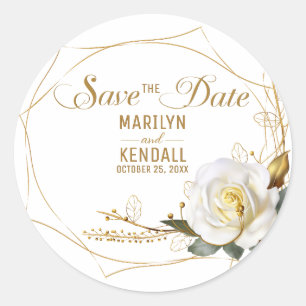 Save the Date Rose Gold Hochzeit  Runder Aufkleber