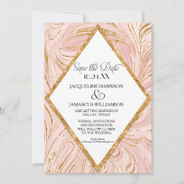 Save the Date Rose Gold Imitate Glitzer Marmorblau