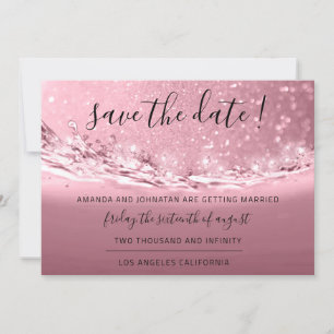 Save the Date Rose Rosa Kristalle