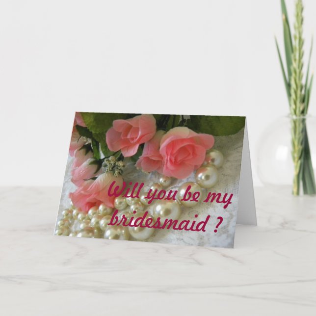 Save the Date Rose und Perlen Einladung (Vorderseite)