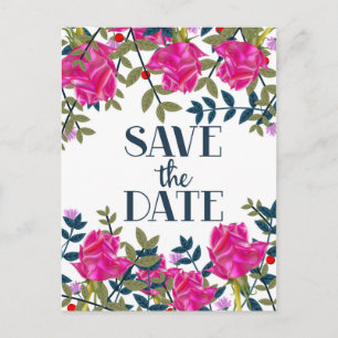 Save The Date Rosen und Blüten. Postkarte