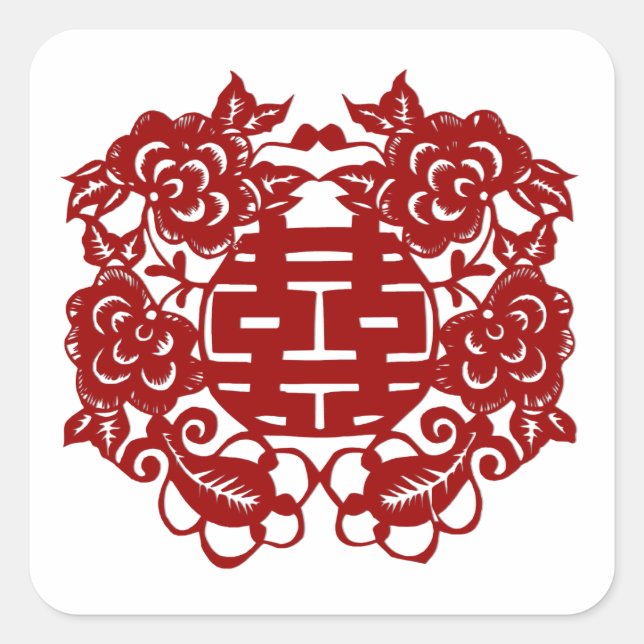 Save the Date Rot-Doppelglückszeit Quadratischer Aufkleber (Vorderseite)