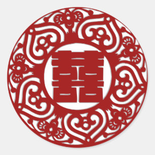 Save the Date Rot-Doppelglückszeit Runder Aufkleber