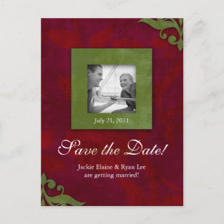 Save the Date Rote Blüte auf der Postkarte