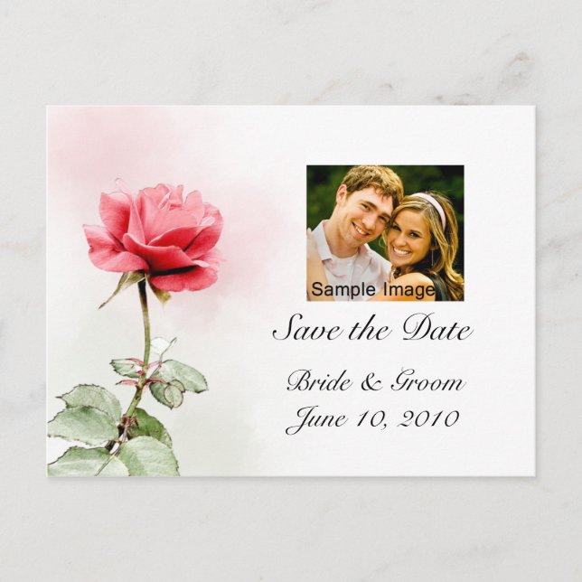Save the Date - Rote Rose Foto Postkarte (Vorderseite)
