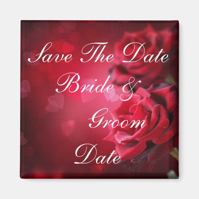 Save the Date Rote Rosen Hochzeitsmagnete Magnet (Vorne)