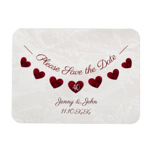 Save the Date ruby 40. Hochzeitstag Magnet