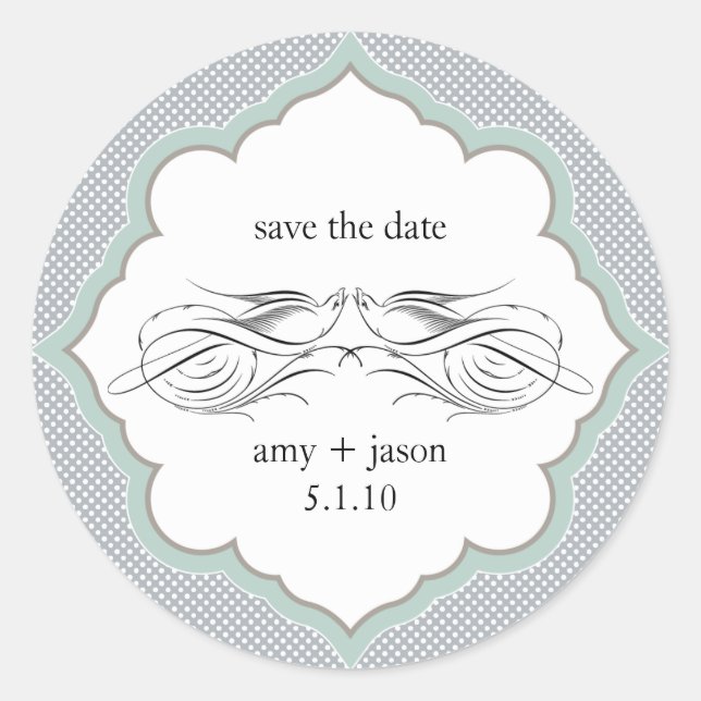 Save the Date Runder Aufkleber (Vorderseite)