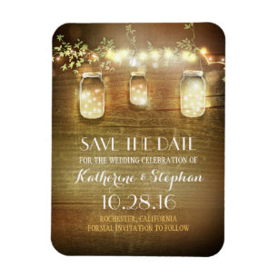 Save the Date Rustic Barn Wood Mason Jars Magnet
