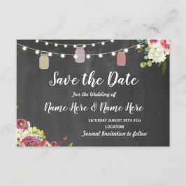 Save the Date Rustic Jar Light Chalk Floral Einlad