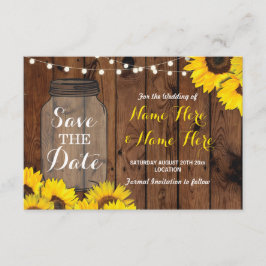 Save the Date Rustic Jar Wood Sunblumen einladen