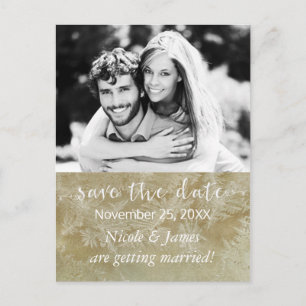 SAVE THE DATE Rustic Kraft Paper Winter Foto Post Ankündigungspostkarte