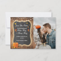 Save the Date Rustic Pumpkin Chalk Wood einladen