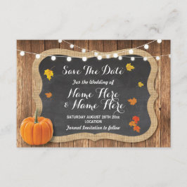 Save the Date Rustic Pumpkin Lights Chalk Wood