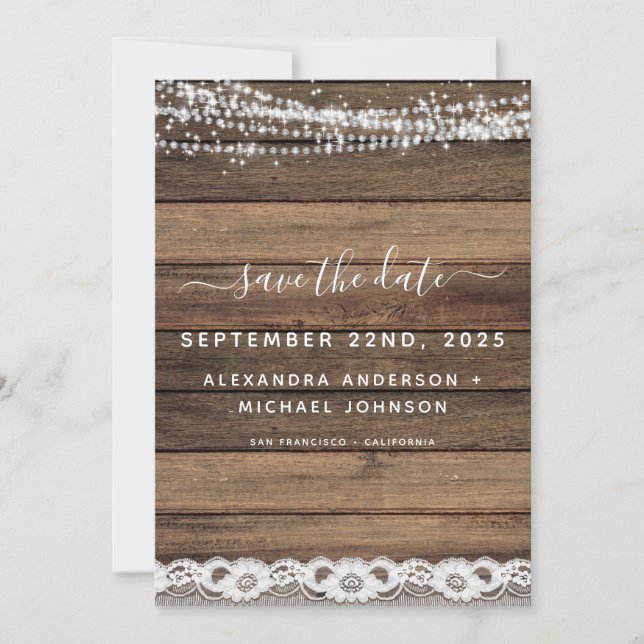 Save the Date Rustikale Bauernhüttenleuchten Einladung (Vorderseite)