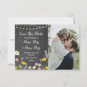 Save the Date rustikale Chalk Wilde Blume laden ei