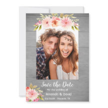 Save the Date rustikale Fotokarte Dahlia Blume