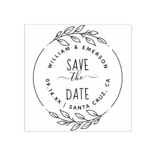 Save The Date  Rustikale, handGezeichnet Sprigs un Gummistempel
