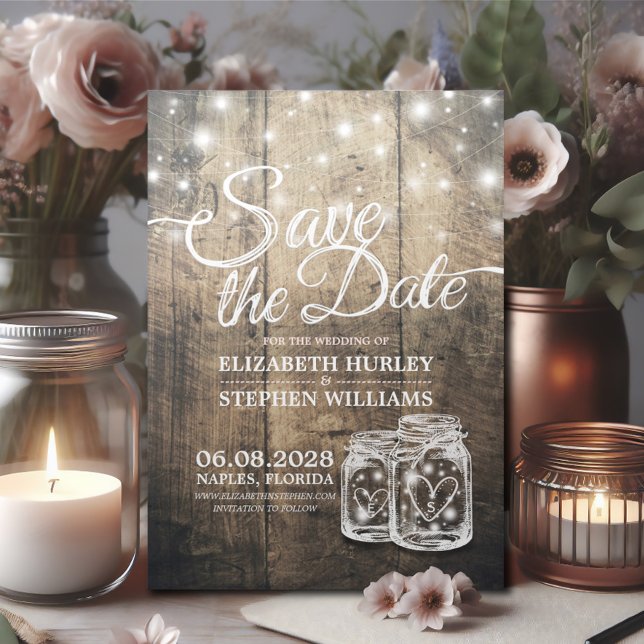Save the Date rustikale Holz Mason Jar String Ligh (Von Creator hochgeladen)