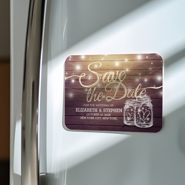 Save the Date rustikale Holz Mason Jar String Ligh Magnet (Von Creator hochgeladen)