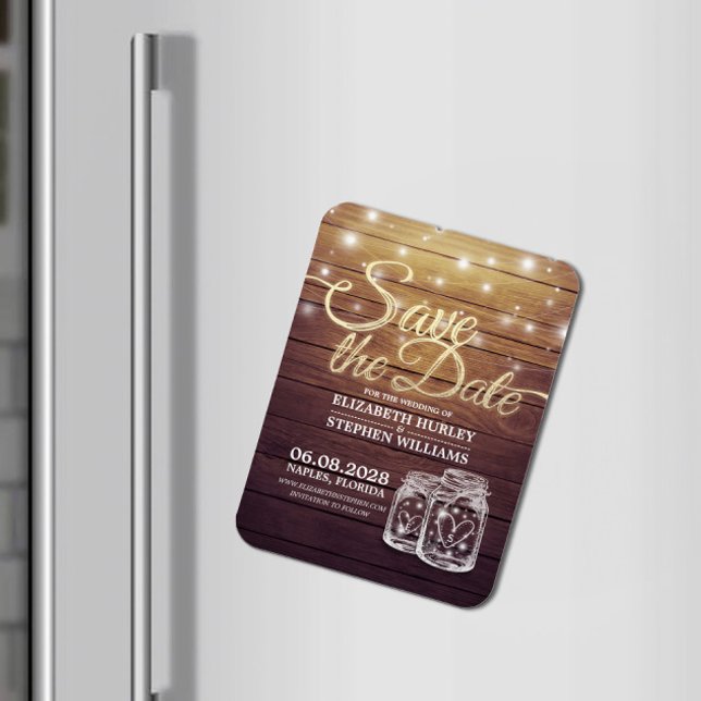 Save the Date rustikale Holz Mason Jar String Ligh Magnet (Von Creator hochgeladen)