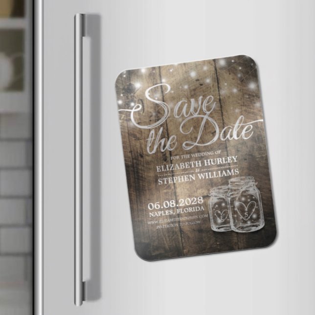 Save the Date rustikale Holz Mason Jar String Ligh Magnet (Von Creator hochgeladen)