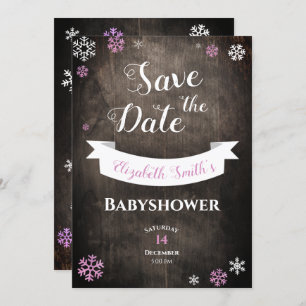 Save the Date rustikale Schneeflocke Babydusche Einladung