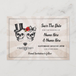 Save the Date Rustikale Skulls Rose Karte Diamant