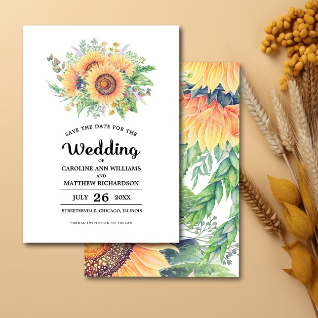 Save the Date. Rustikale Sonnenblumen-Hochzeit Einladung (Von Creator hochgeladen)