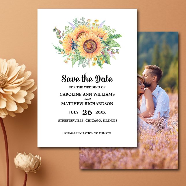 Save The Date. Rustikale Sonnenblumenkarte Date (Von Creator hochgeladen)