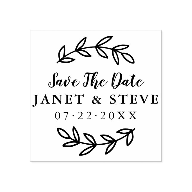 Save the Date rustikale Zweigstelle & Handschrift Gummistempel (Prägung)