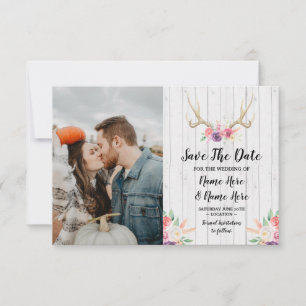 Save the Date Rustikales Antlers Stag Foto