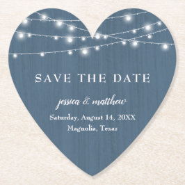 Save the Date Rustikales Bauernhaus Blaue Saitenle Untersetzer