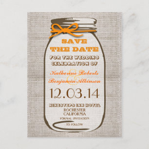 Save the Date rustikales Brustglas Ankündigungspostkarte
