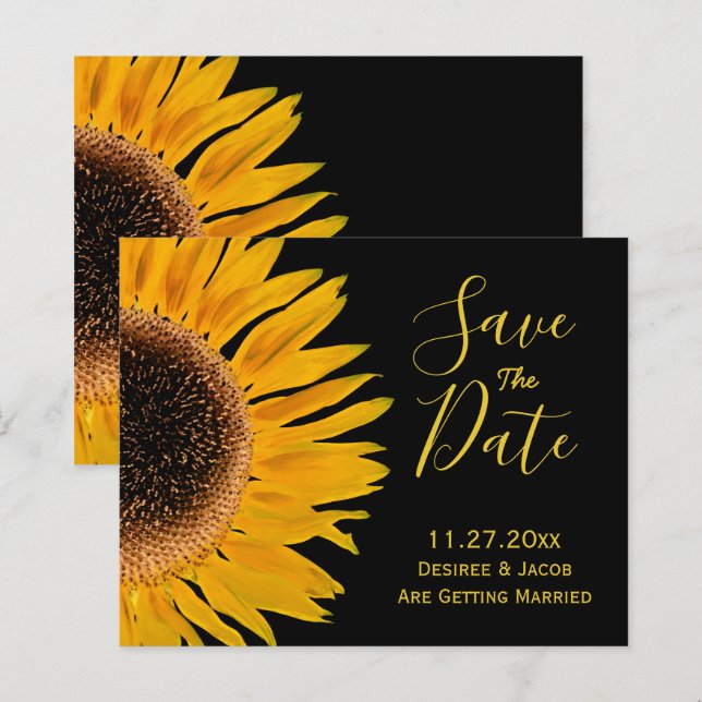 Save the Date rustikales Gelbblütenbudget (Vorne/Hinten)