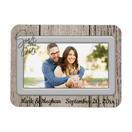 Save the Date rustikales Holz mit Foto Magnet