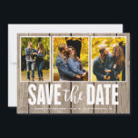 Save the Date rustikales Leichtholz 3 FotoCollage<br><div class="desc">Ankündigen Sie Ihren Hochzeitstag mit diesem rustikalen Land Holz drei Foto Collage Save the Date.</div>