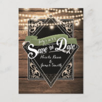 Save The Date Rustikalisches Holz & Lichter Verlob