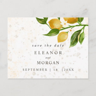 Save the Date saftige Zitronen Aquarellhochzeit Postkarte