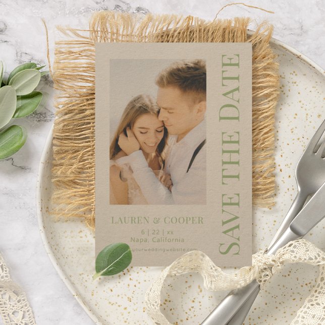 Save the Date Sage Green stilvoll Moderne Hochzeit (Von Creator hochgeladen)