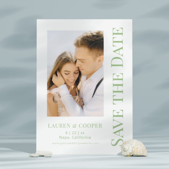 Save the Date Sage Green stilvoll Moderne Hochzeit (Von Creator hochgeladen)