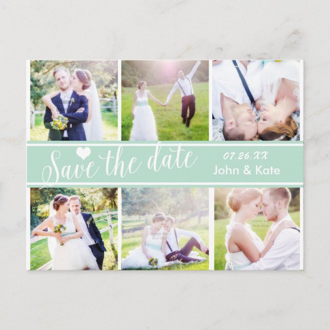SAVE THE DATE Sage Wedding 6 FOTO Postkarte (Vorderseite)