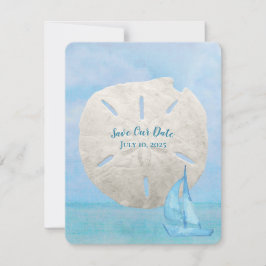 Save the Date Sand Dollar und Segelboot