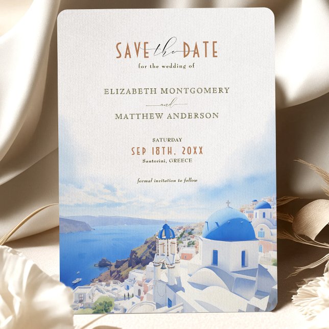 Save the Date Santorini Griechenland Zielort Einladung (Von Creator hochgeladen)