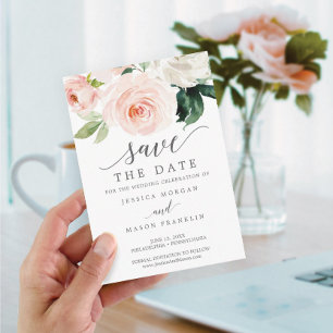Save the Date - Save Our Date - Blushing Blooms Einladung
