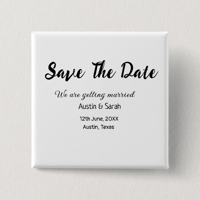 Save the Date scannen QR Hochzeitswebsite Moderner Button (Vorderseite)